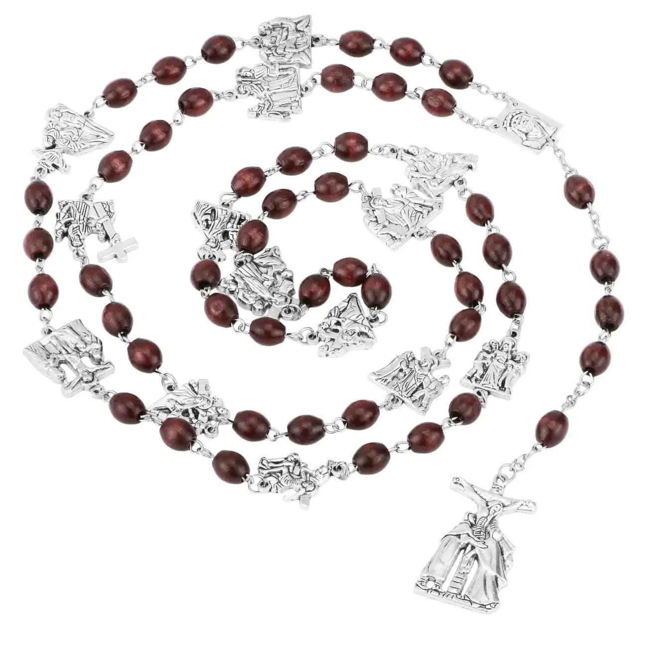 Religieux 14 stations de pendentif croix chapelet chapelet collier bijoux catholiques sacrifiés d'ég