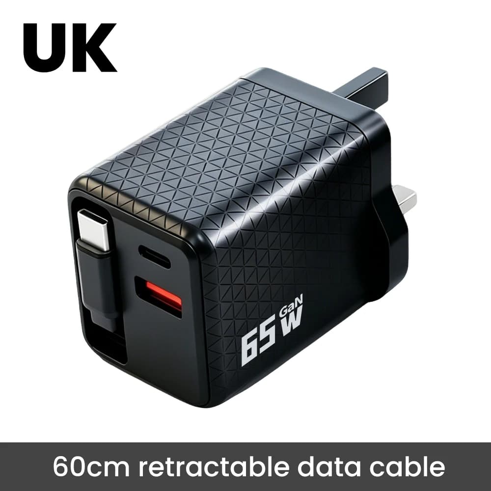 Chargeur rapide double avec câble rétractable intégré, tête de charge rapide pour iPhone, compatible
