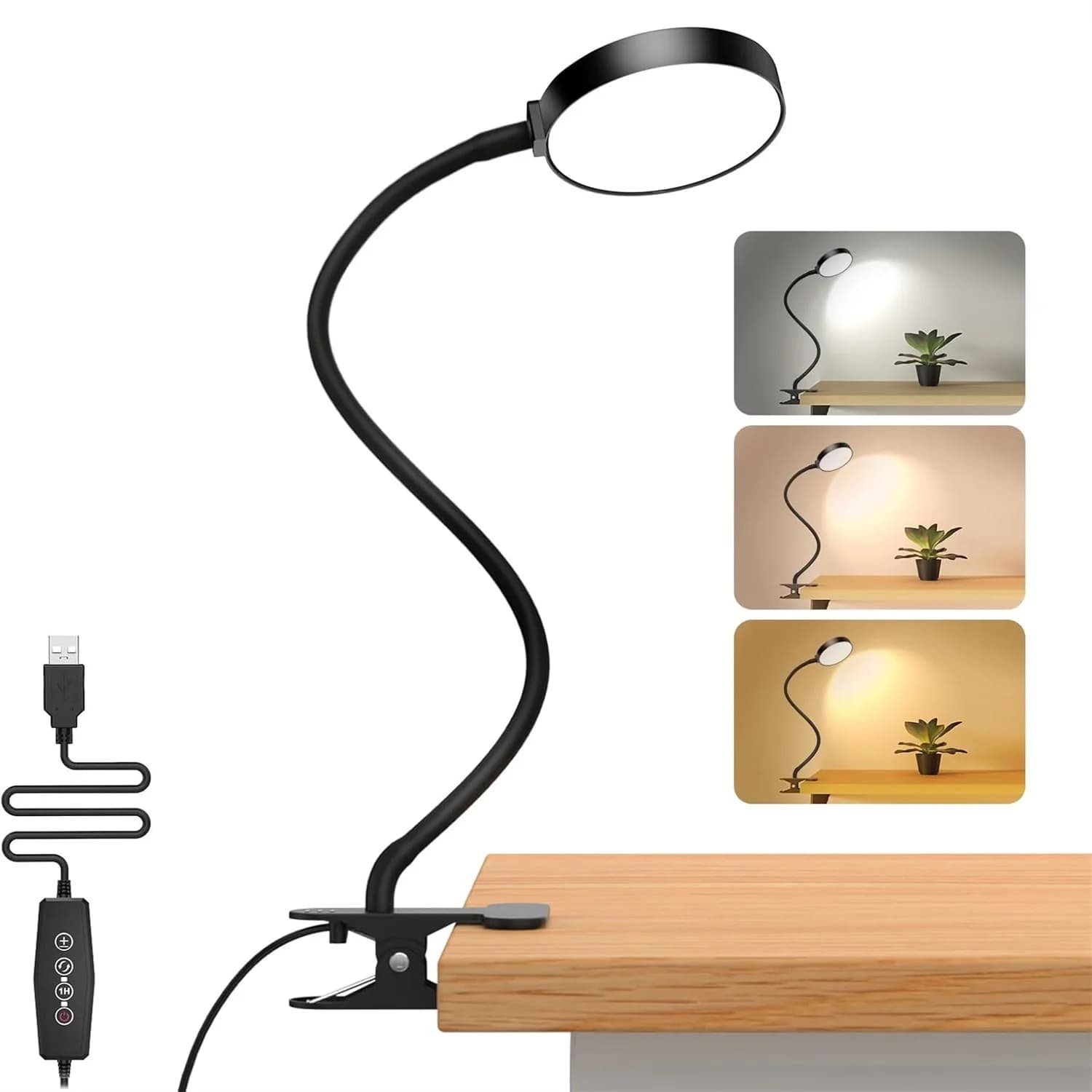 Lampes de bureau LED, lampe de lecture rechargeable par USB, lumière blanche chaude, froide, lumière