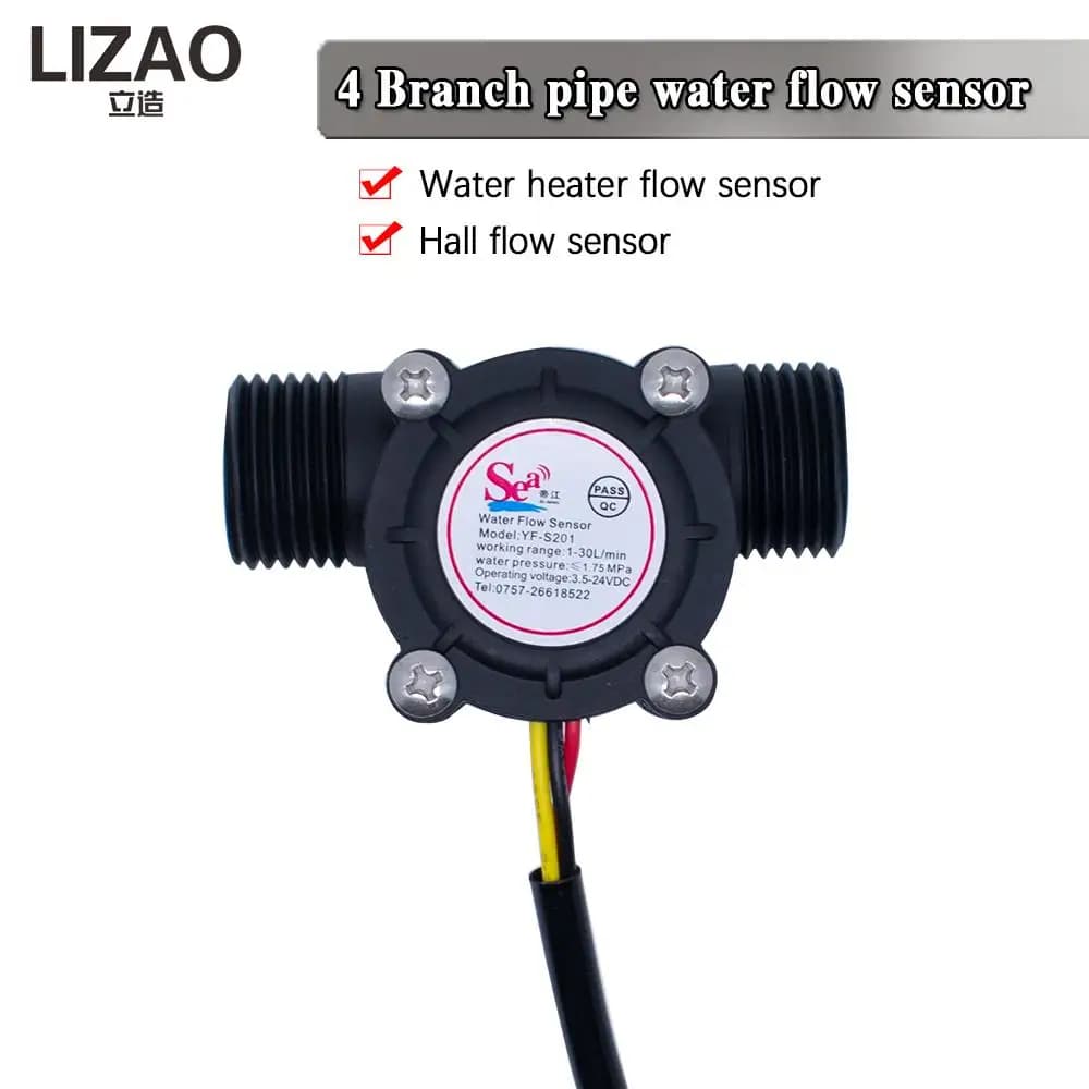 Capteur de débit d'eau, débitmètre, capteur de débit à effet Hall, contrôle de l'eau 1-30L/min