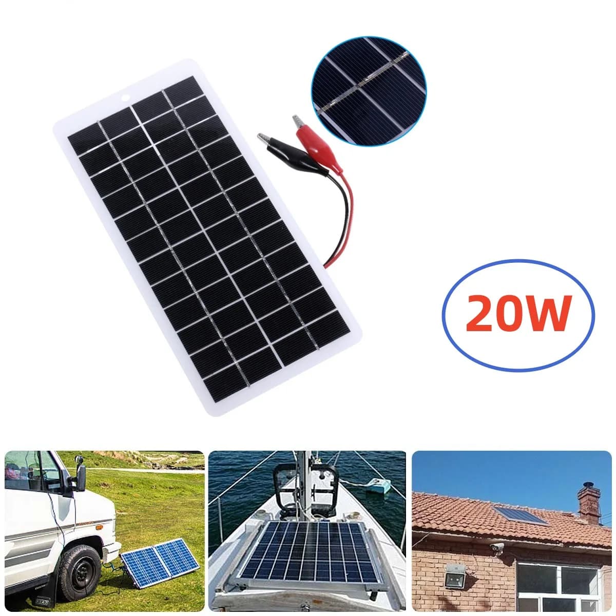 20W 12V panneau solaire polysilicium panneau solaire Portable cellule solaire chargeur de batterie s