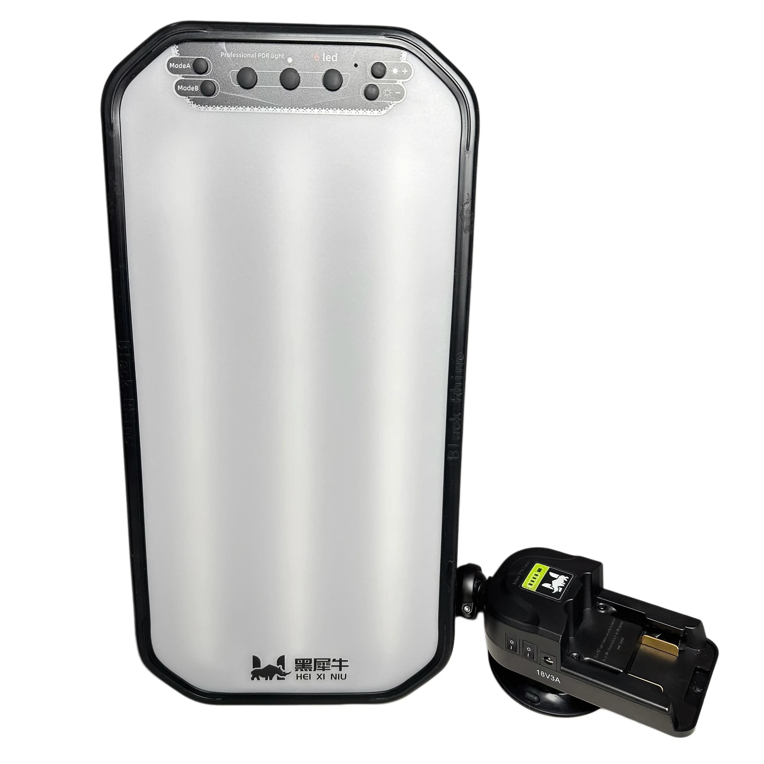 Lampe LED professionnelle PDR - Panneau large 45×22 cm, col de cygne flexible et base à batterie, 6 