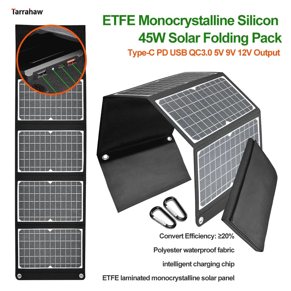 ETFE – Pack solaire pliable monocristallin 45W, cellule photovoltaïque de Type C PD USB QC3.0, sorti