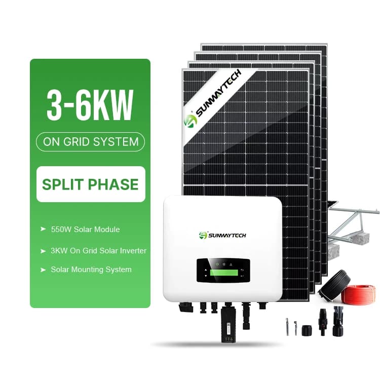 Kit de systèmes d'énergie solaire connectés au réseau 6, 8, 10 panneaux photovoltaïques, système sol