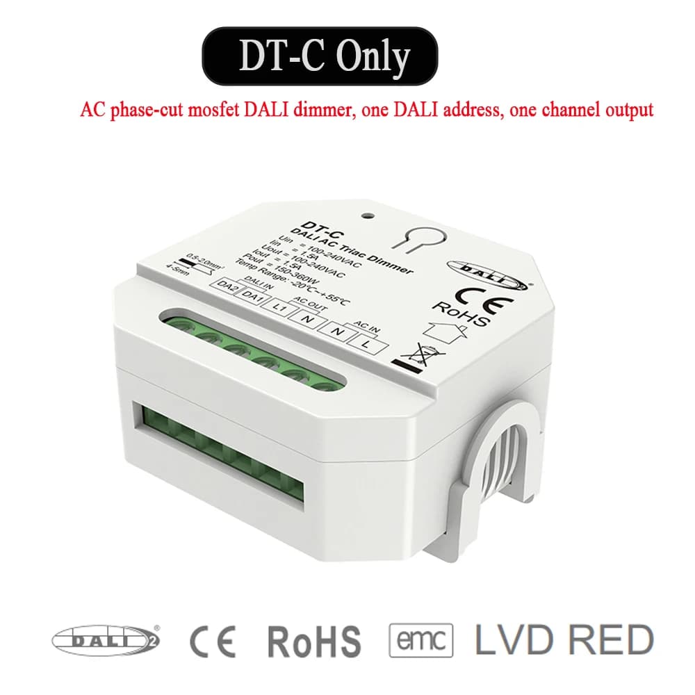 DALI AC Triac variateur DT-C avec interrupteur poussoir gradation traînant DT4 bord variateur pour l