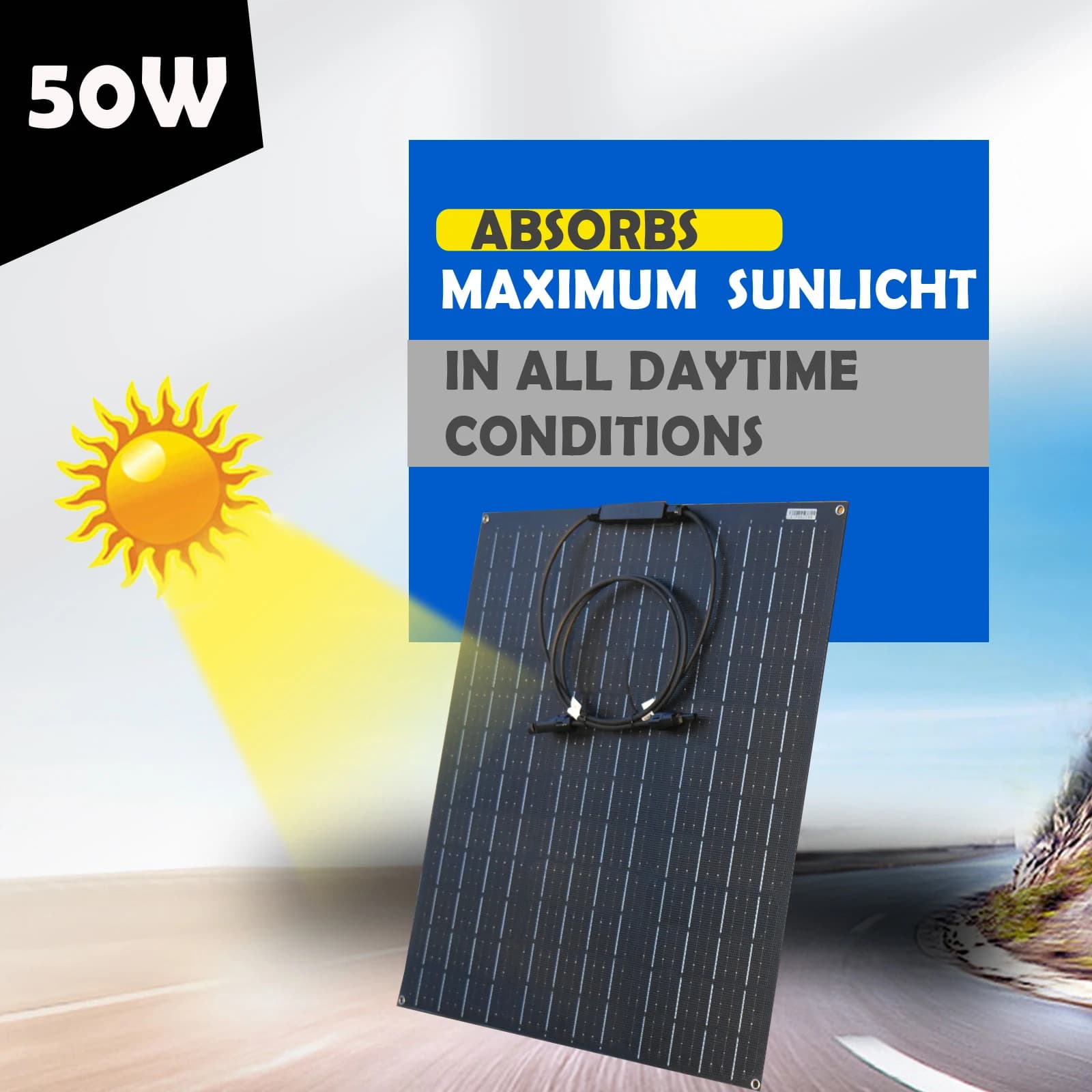 Panneau solaire ETFE 55W 110W 12V flexible monocristallin, kit de système de batterie solaire pour c