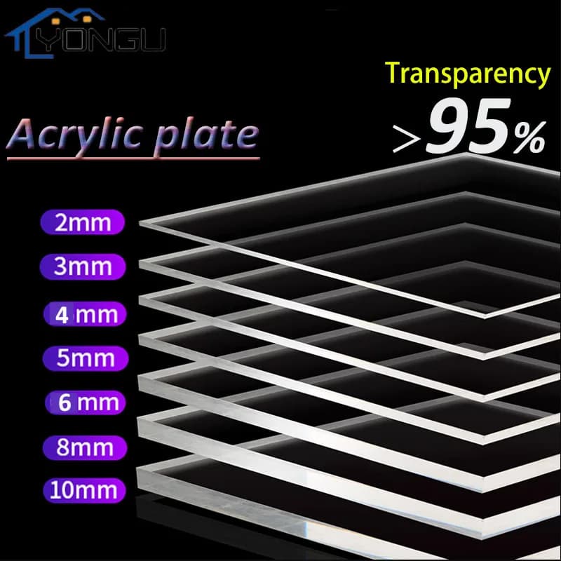 Panneau en verre organique en plastique transparent, feuille acrylique transparente, panneau moulé, 
