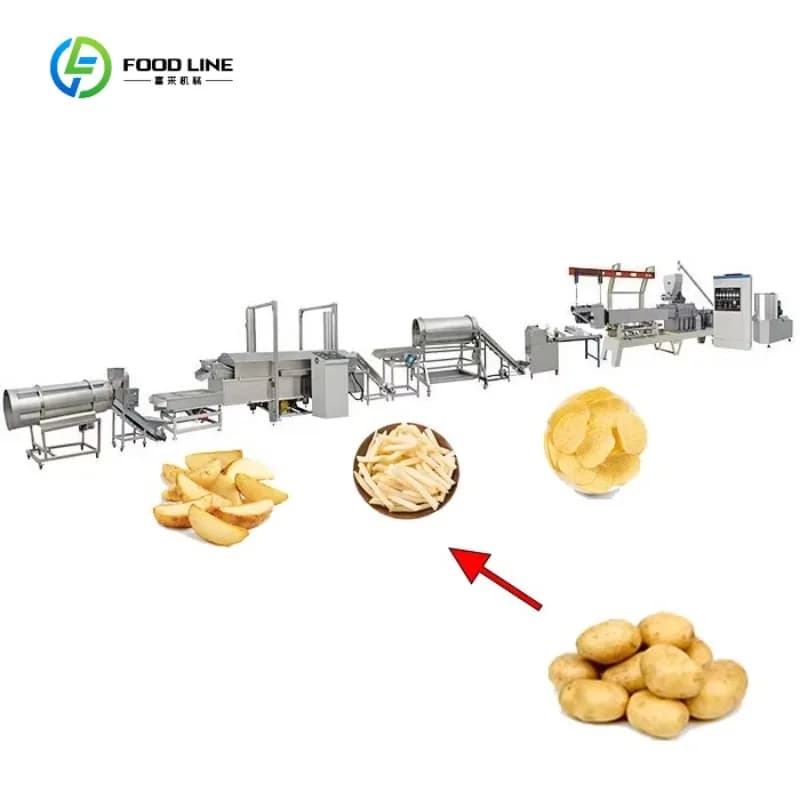 Ligne de production de frites industrielles, machine à chips de pommes de terre, système automatique