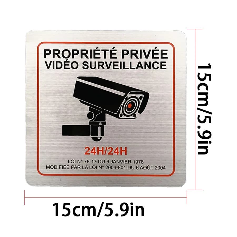 Panneau de surveillance français en alliage d'aluminium, panneau de sécurité brossé pour PROPRIÉTÉ P
