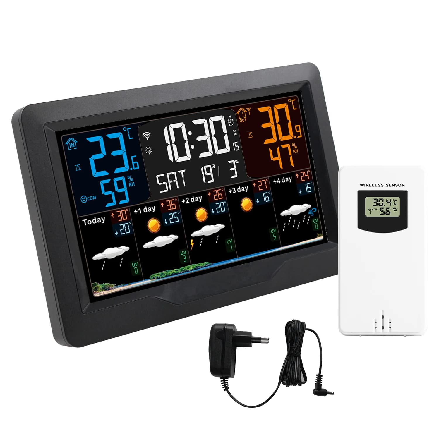 Station météo intelligente Tuya WIFI, thermomètre et hygromètre, prévisions météo, intérieur/extérie