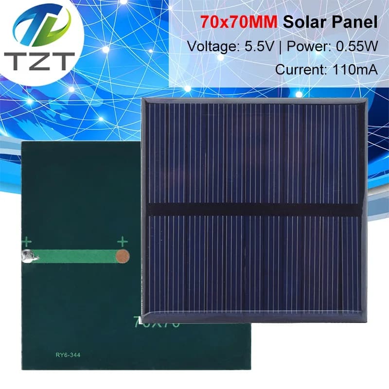 1/3 pièces TZT 5.5V 110mA 0.55W panneau solaire polycristallin 70*70MM Mini système solaire Sunpower