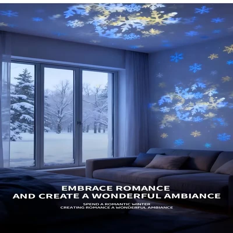 Lumière LED en forme de flocon de neige, 360 °   Lampe de nuit dynamique rotative, lampe d'ambiance 