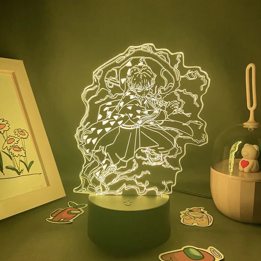 Anime démon Slayer Figure 3D LED néon veilleuses cadeau d'anniversaire pour amis Otaku chambre décor