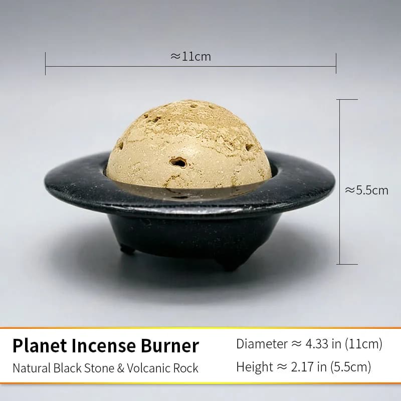 Brûleur d'encens diffuseur d'arômes en pierre volcanique naturelle, pierre noire, décoration minimal