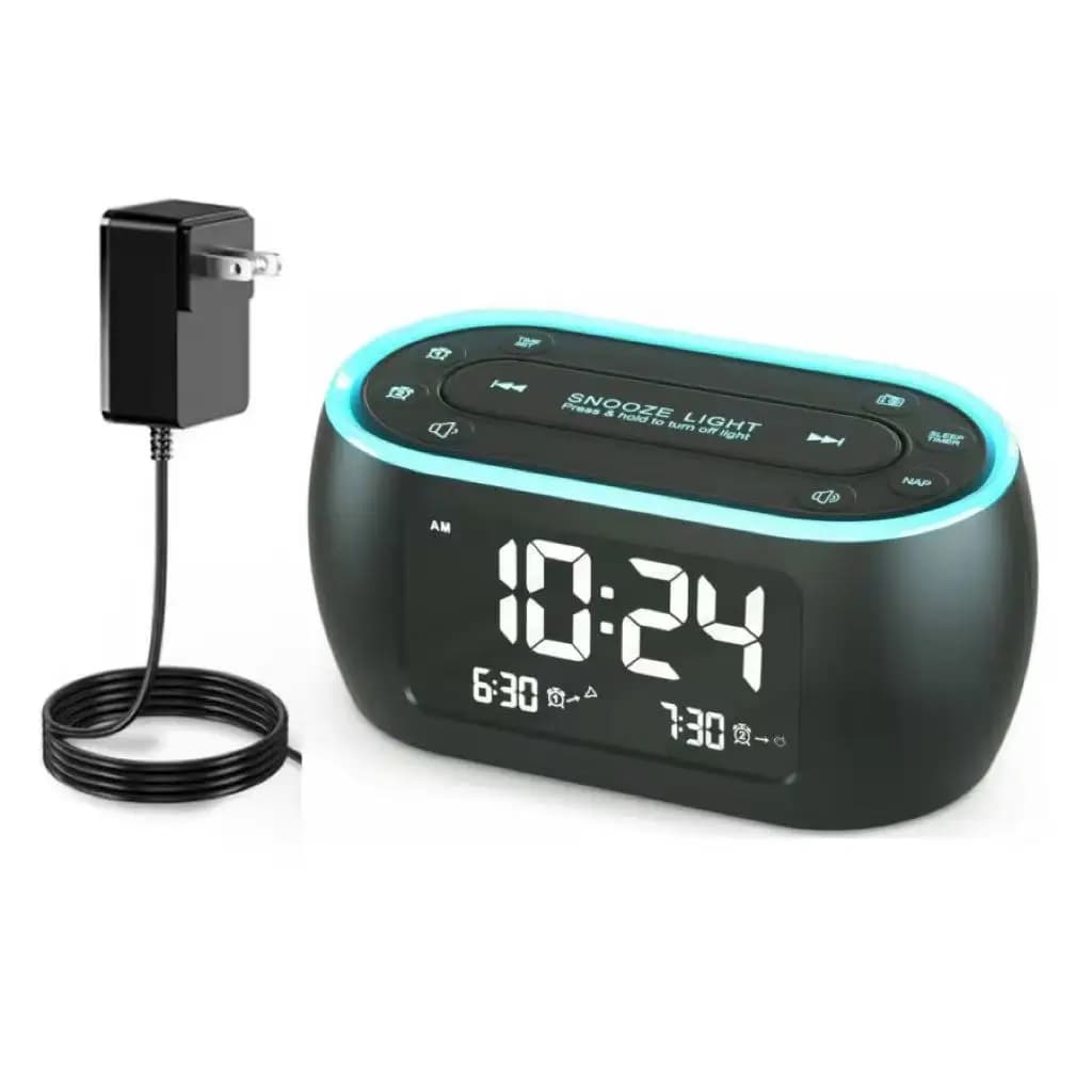 Petit réveil Radio lumineux pour chambres à coucher avec veilleuse 7 couleurs, double alarme, variat