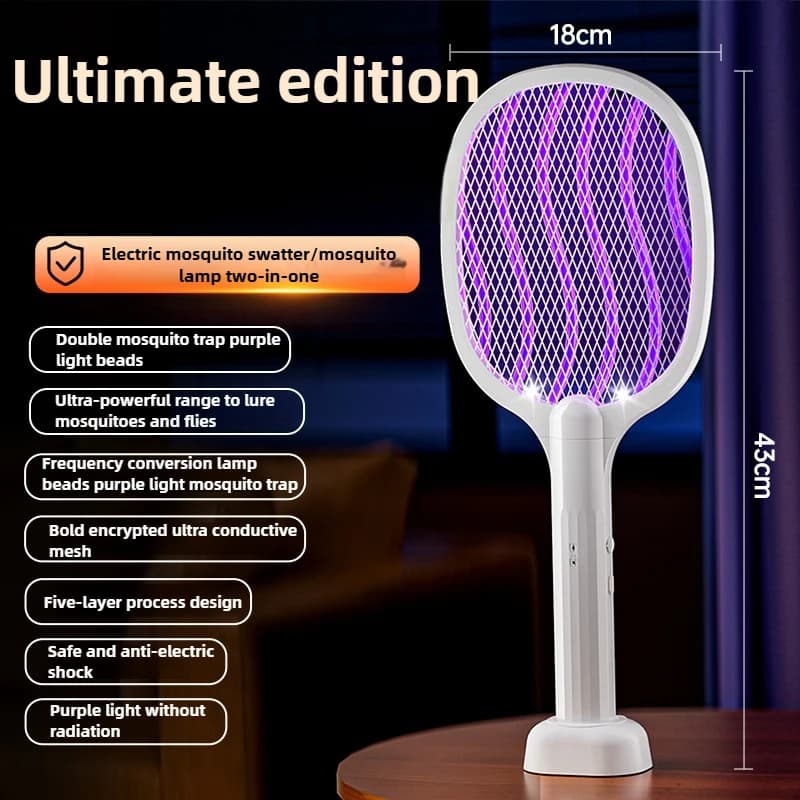 Lampe anti-moustique électrique 2 en 1, avec piège à moustiques à lumière violette, rechargeable par