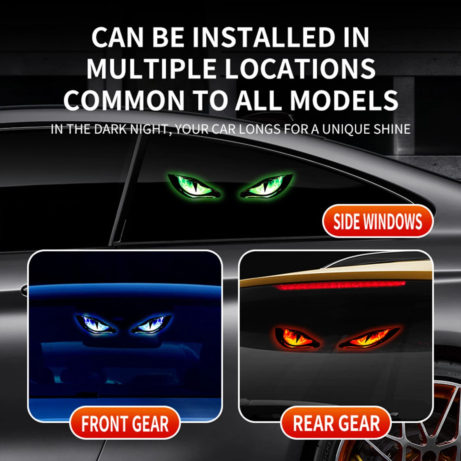 Lumières Devil Eyes à énergie solaire et recharge USB, installation facile et faisceau réfléchissant