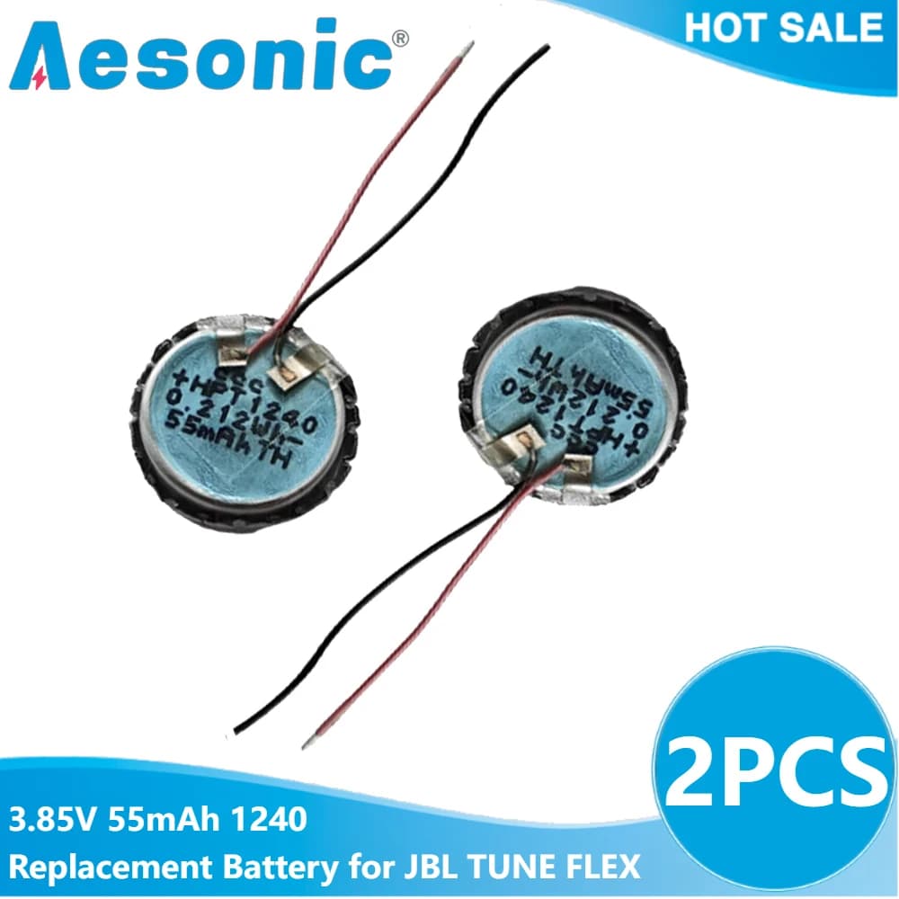 2 pièces 3.85V 55mAh 1240 batterie Rechargeable pour JBL TUNE FLEX TWS Bluetooth écouteur sans fil c