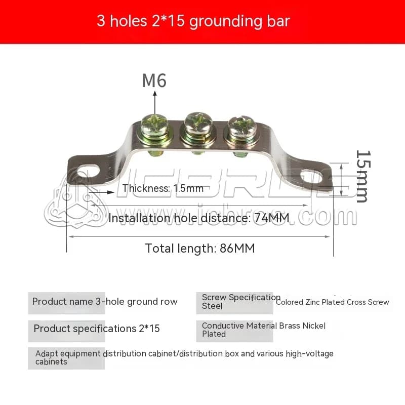 GroundinG-Boîte de distribution zéro de mise à la terre, barre en cuivre, type de pont à 7/10 trous,