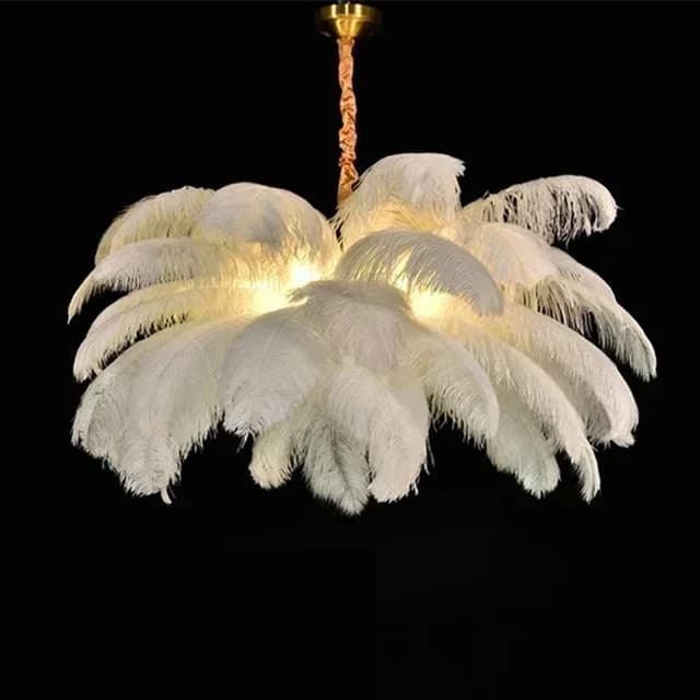 Nordique plume d'autruche lustre LED plafonnier salon chambre décoration de la maison moderne minima