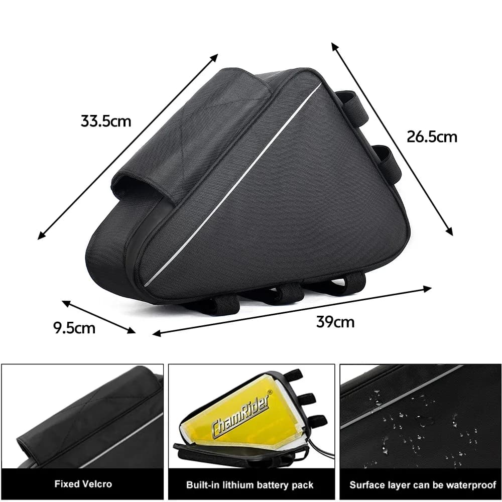 36V 48V 60V 72V E-BIKE vélo électrique Triangle batterie sac noir cadre de vélo Triangle sacs charge