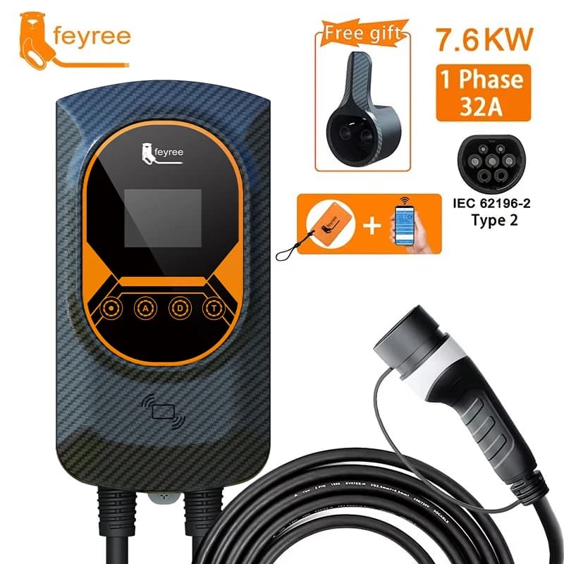 Feyree EV Station de recharge 32A chargeur de voiture de véhicule électrique EVSE Wallbox montage mu