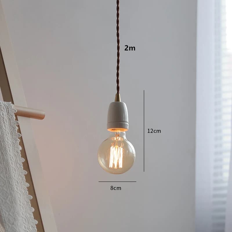 Lampe suspendue vintage en céramique pour chevet, lampe suspendue artistique à tête unique pour tabl