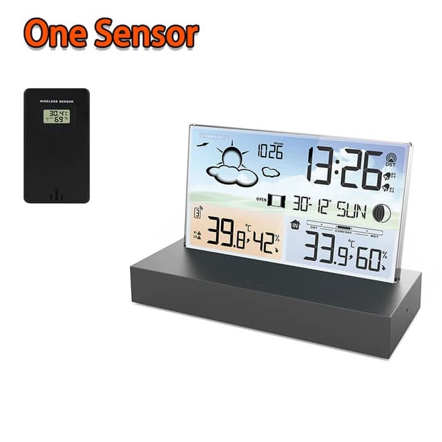 Station météo intérieure/extérieure avec réveil – Thermomètre, hygromètre et calendrier de prévision