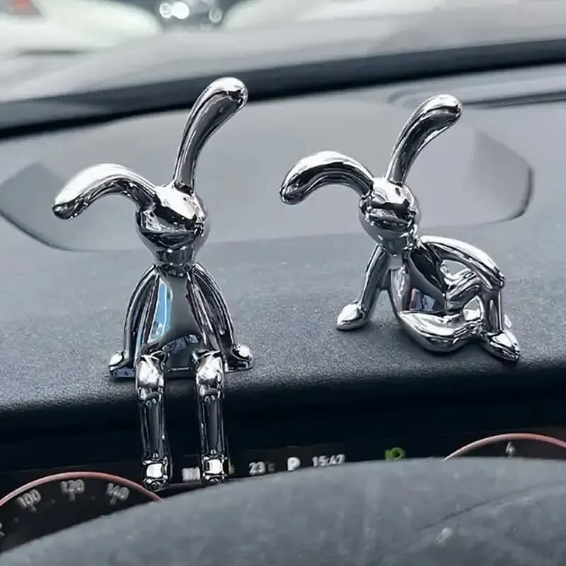 Double Statue de lapin à longues oreilles, 2 pièces, accessoires de décoration de dessin animé, salo