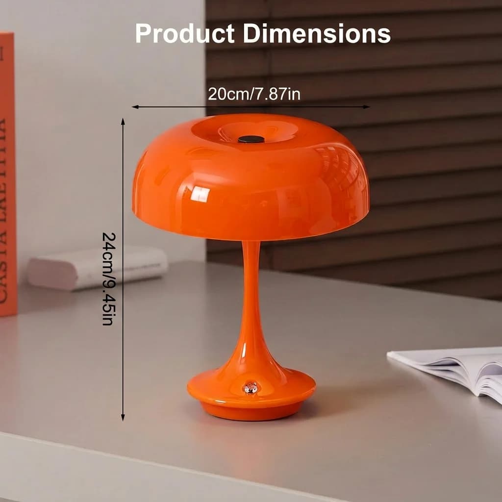 Lampe de table en forme de champignon, commande tactile, 3 couleurs, intensité réglable, sans fil, r