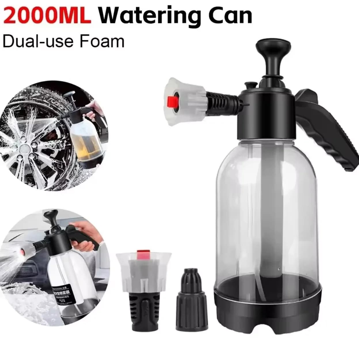 Pulvérisateur de mousse 2L pour lavage de voiture, arrosoir à mousse manuel, pulvérisateur à pressio