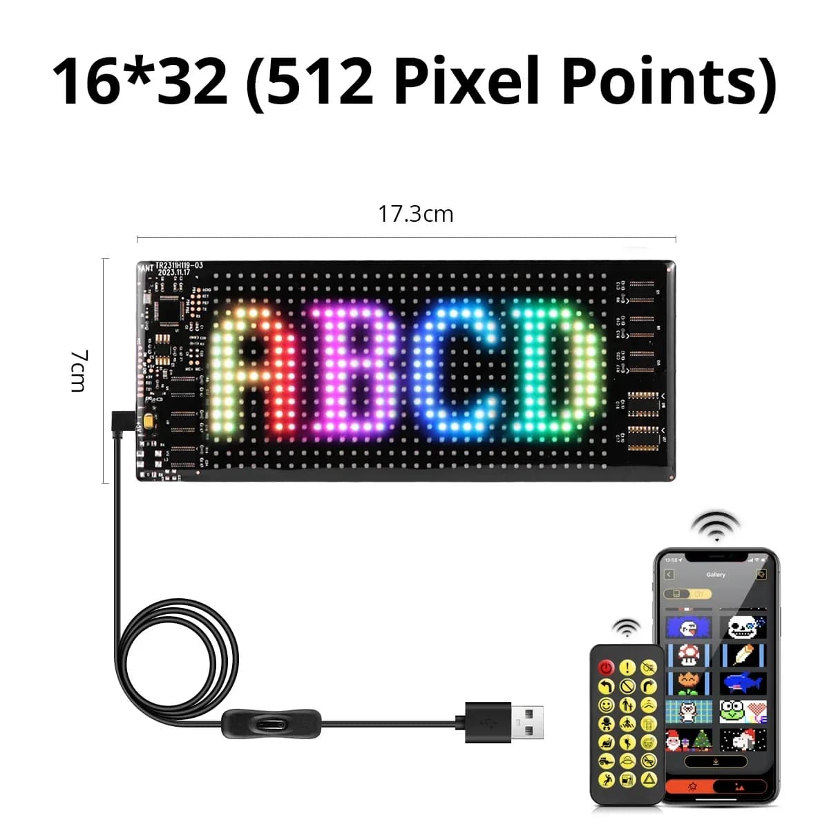 Panneau de panneau LED publicitaire défilant, contrôle par application Bluetooth, Logo lumineux, tex