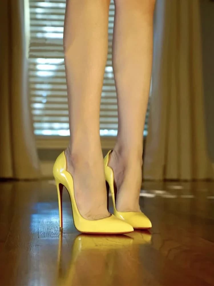 Talons hauts en cuir verni pour femmes, chaussures à bouche peu profonde, couleur personnalisée, mod