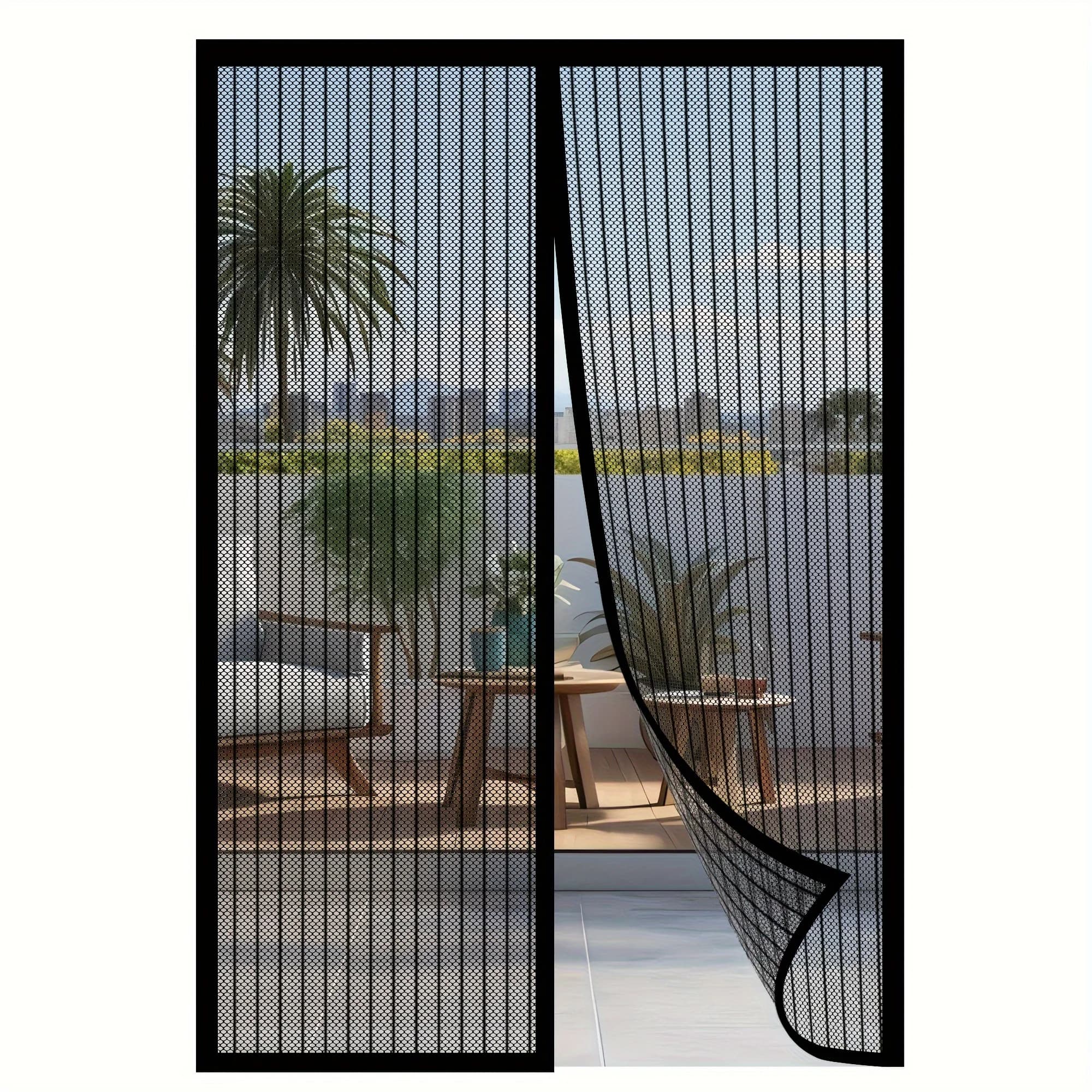 1 rideau de porte anti-moustiques sans perçage pour salon, chambre à coucher, salle à manger, cloiso