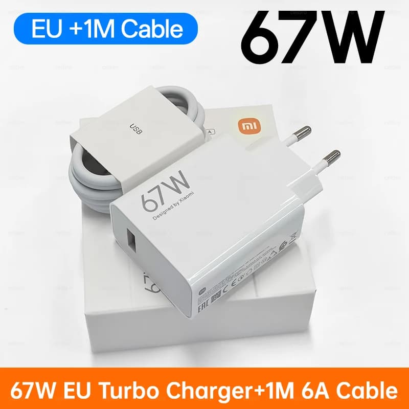 Chargeur Xiaomi 67W EU Original 45W 50W Charge Rapide Adaptateur Secteur Câble Type C Mi 15T 13T 12 