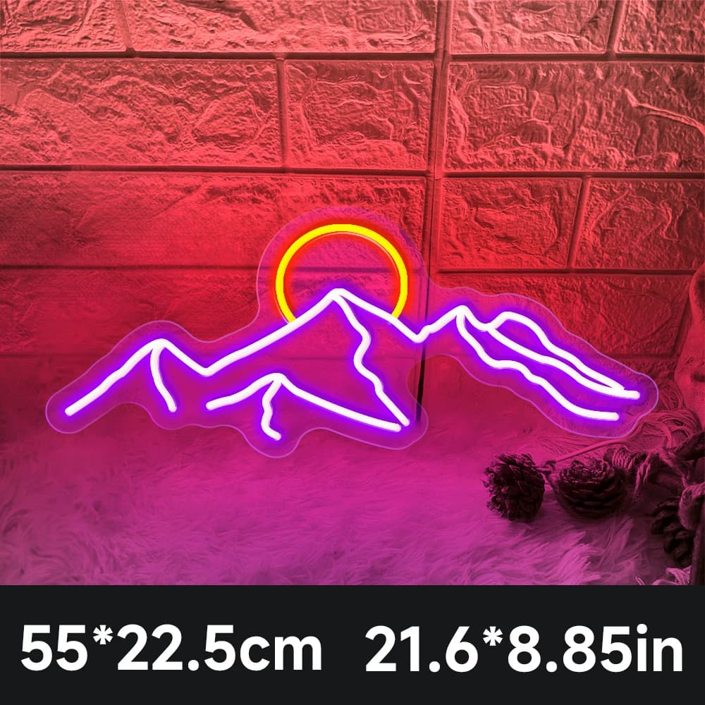 Néon Led signe montagne et soleil personnalisé Led veilleuses signe USB pour chambre décoration mura
