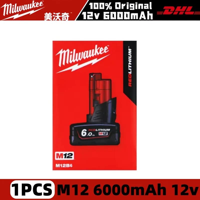 Batterie Milwaukee 12V M12, batterie rechargeable Milwaukee 6.0Ah pour outil Milwaukee M12 48-11-240