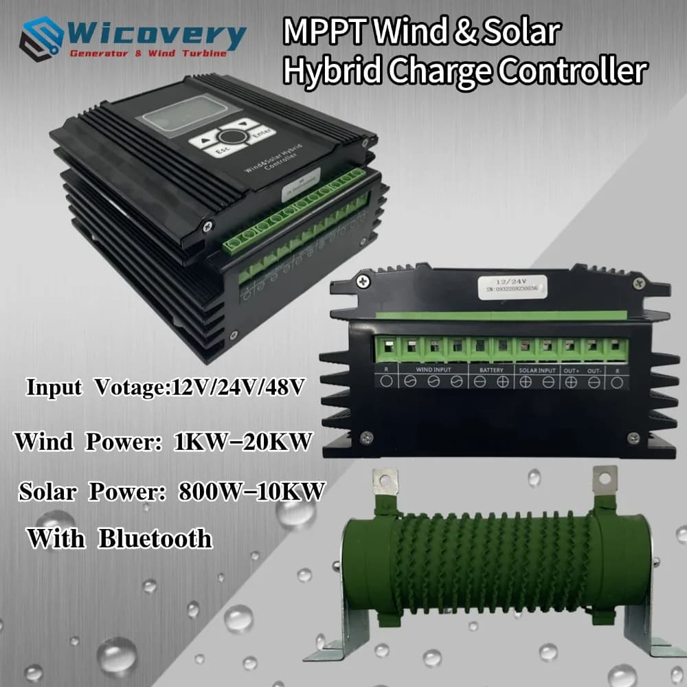 Contrôleur de Charge MPPT hybride solaire et éolien, 10kw, 20kw, Double régulateur automatique 12V 2