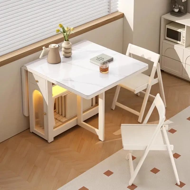 Table à manger japonaise extensible blanc moderne 4 chaises Table à manger pliante salon Mobile Jueg
