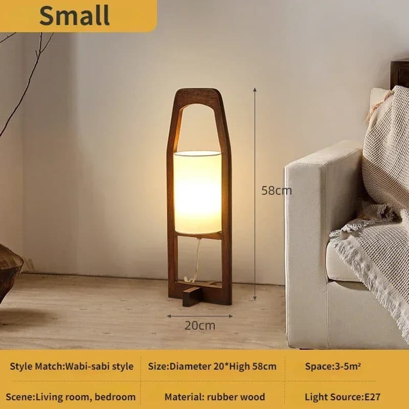 Lampadaire Led Vintage en bois E27 Wabi Sabi, lampadaire en tissu pour hôtel, chambre à coucher, sal