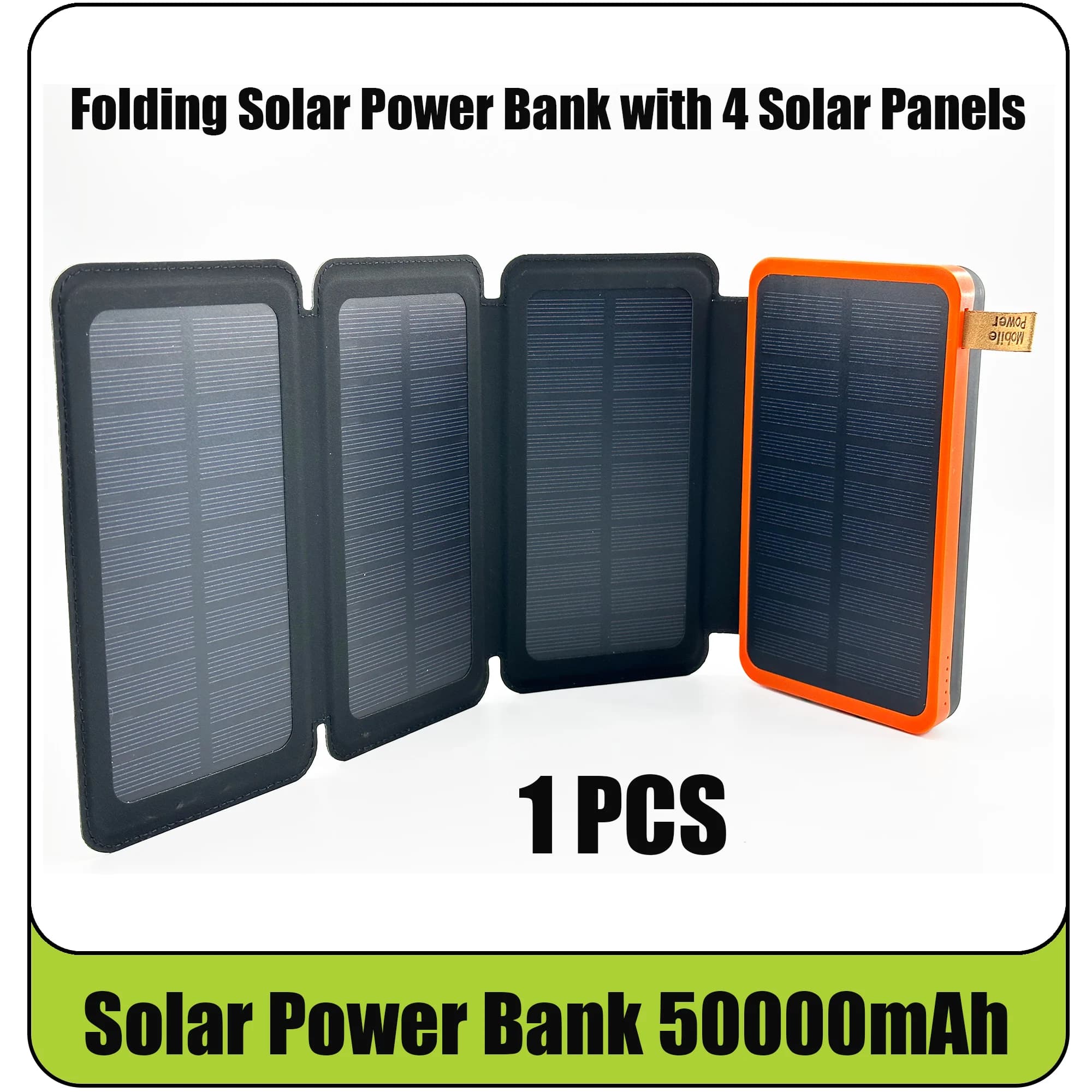 Chargeur solaire sans fil avec 4 panneaux solaires, Powerbank 50000mAh, Powerbank solaire pour iPhon