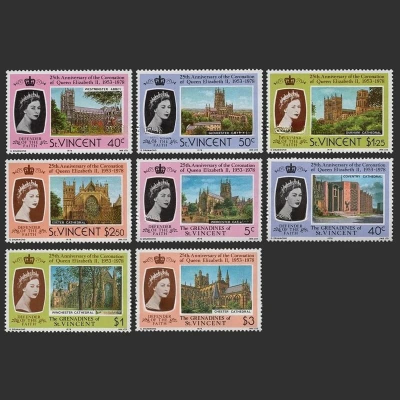 8 pièces/ensemble, nouvelles timbres-poste de Saint-Vincent 1978, timbres-poste religieux MNH