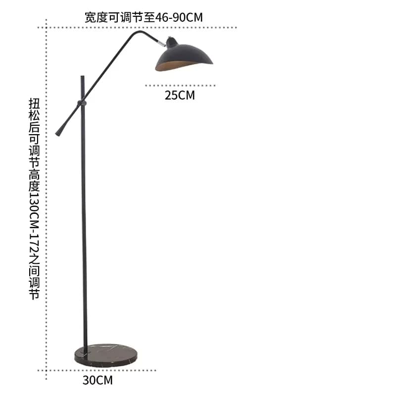 Lampadaire nordique noir simple, réglable, avec base en marbre, pour hall d'entrée, salon, canapé, c