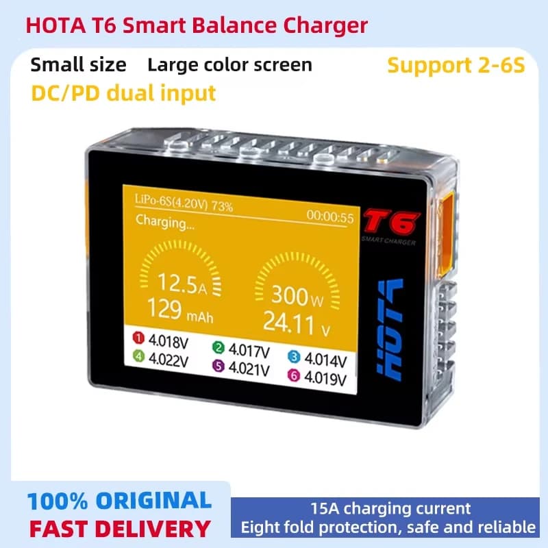 Chargeur intelligent HOTA T6 DC/PD double entrée 300W 2.4IPS prend en charge les Interfaces XT60 et 