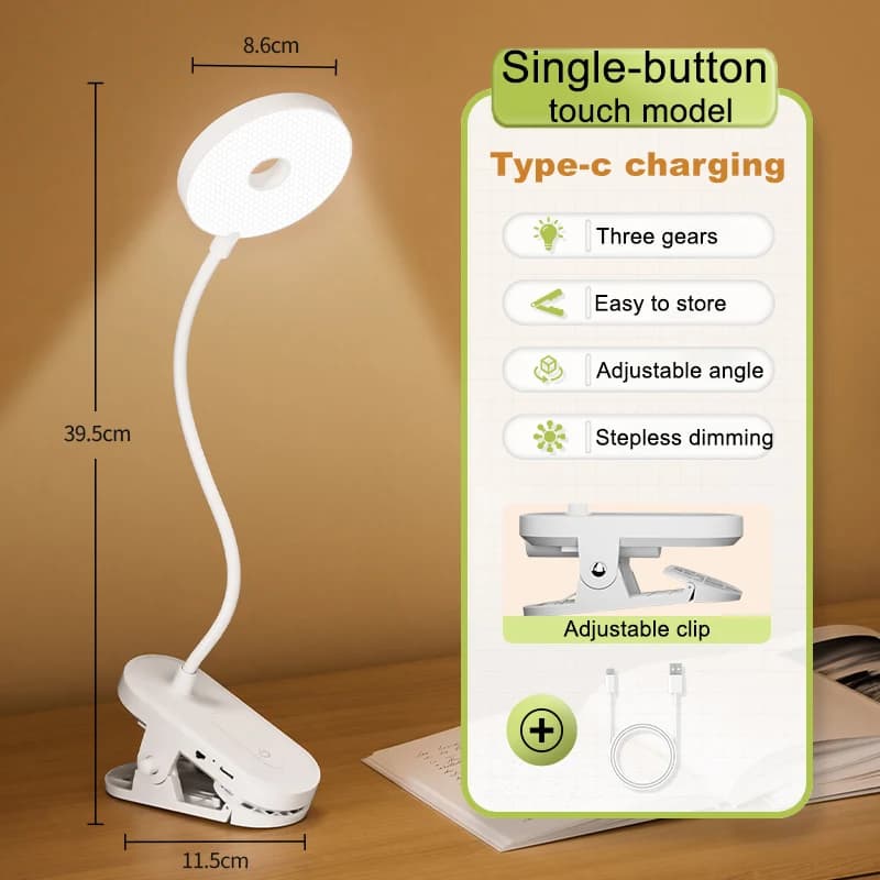Lampe de bureau à clipser lampe de bureau LED portable lampe de livre de bureau gradation continue c