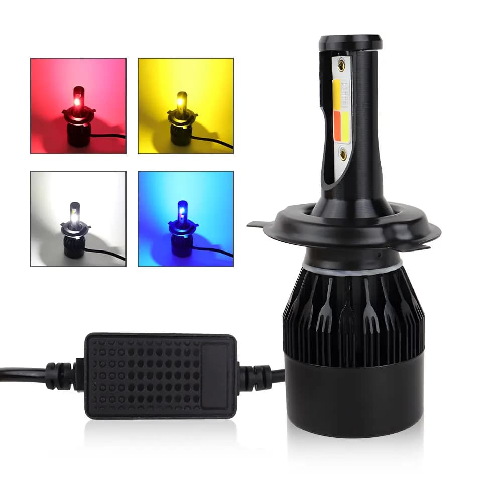 H4 LED 4 couleurs Flash phare H1 H7 projecteur LED H8 H11 HB3 HB4 80W LED lumières Auto lampe voitur