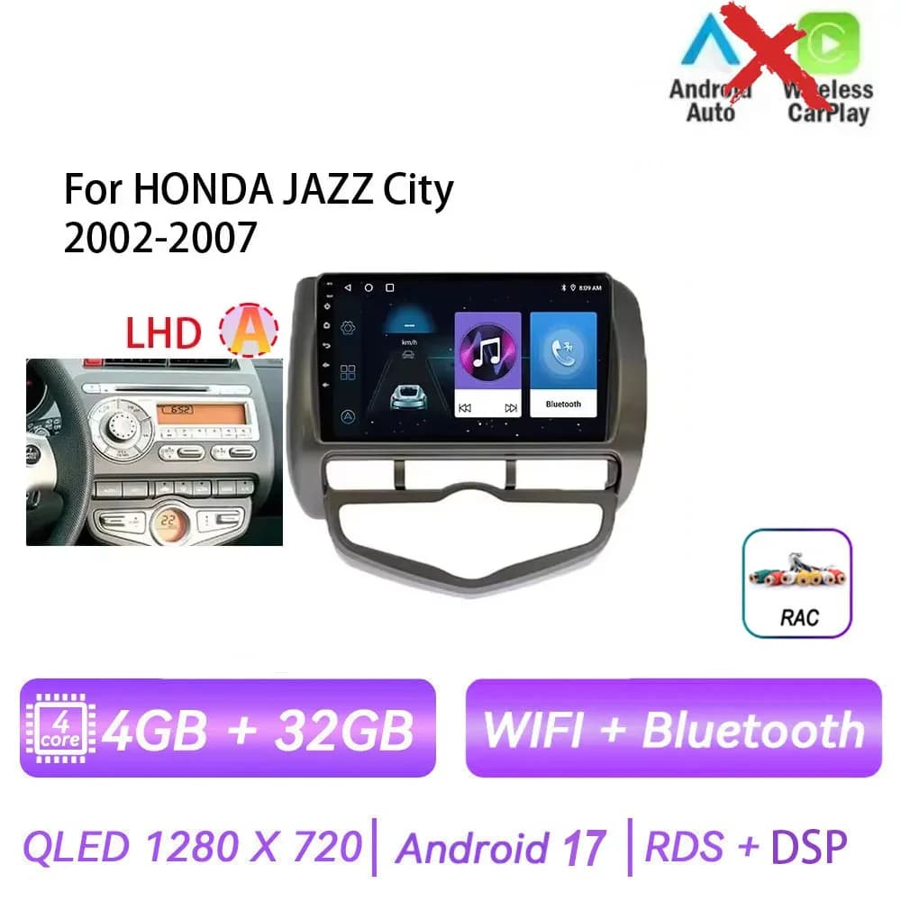 Autoradio Android 17 pour HONDA JAZZ City 2002-2007, lecteur multimédia audio-vidéo, autoradio 2DIN 