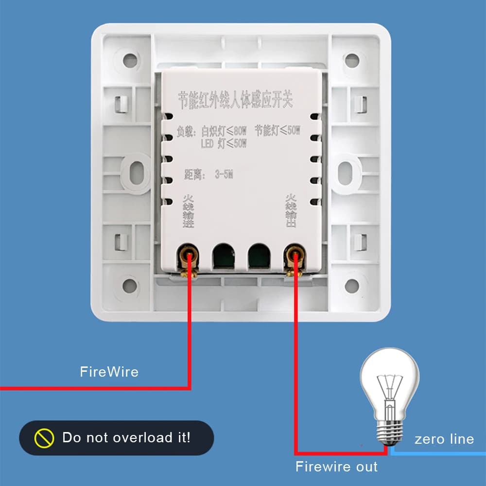 Interrupteur à détecteur de mouvement PIR AC 110V-240V, capteur infrarouge intelligent de présence h