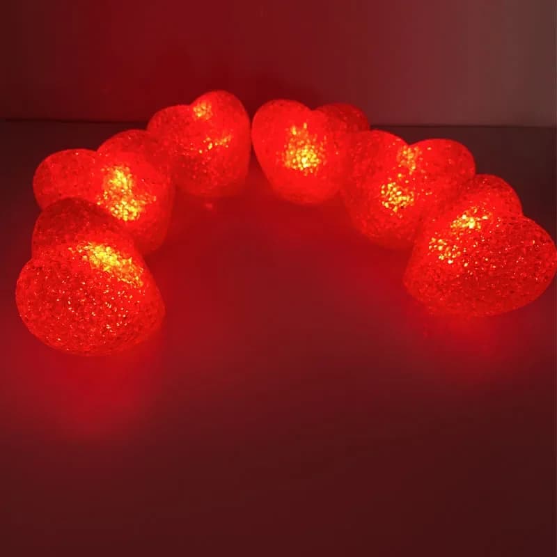 1 pièce Lampe de nuit LED en forme de cœur 8CM, lampe lumineuse pour décorations romantiques de fête