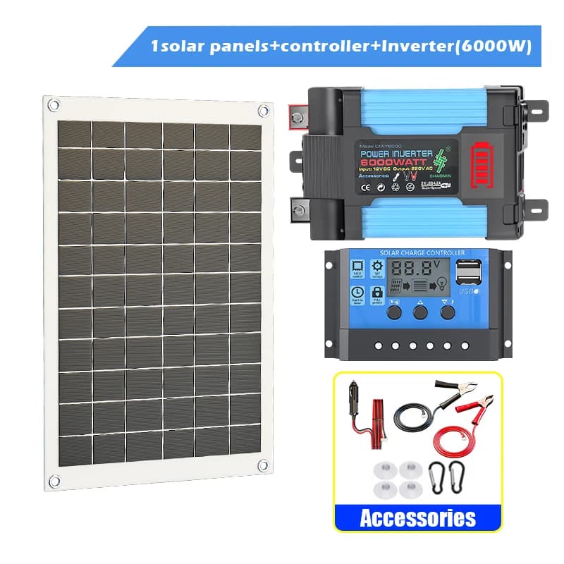 KITS de système de panneaux solaires 6000W 110V/220V, contrôleur de Charge de batterie de panneau so